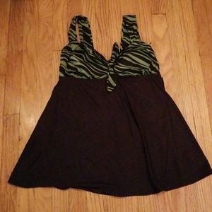 Green and black swimdress swimsuit 16W